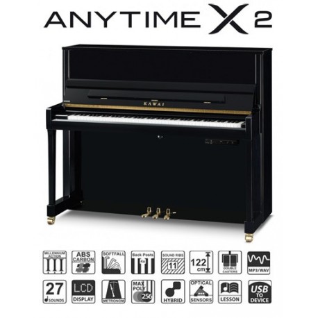 PIANO DROIT KAWAI K-300 ATX2 122cm Noir Brillant