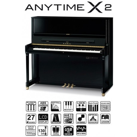 PIANO DROIT KAWAI K-500 ATX2 130cm Noir Brillant